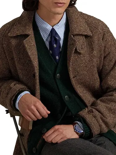 Polo Ralph Lauren Men's Donegal Tweed Balmacaan Coat - Brown Tan Multi | Thumbnail 4 Polo Ralph Lauren Men's Donegal Tweed Balmacaan Coat - Brown Tan Multi | Thumbnail 4