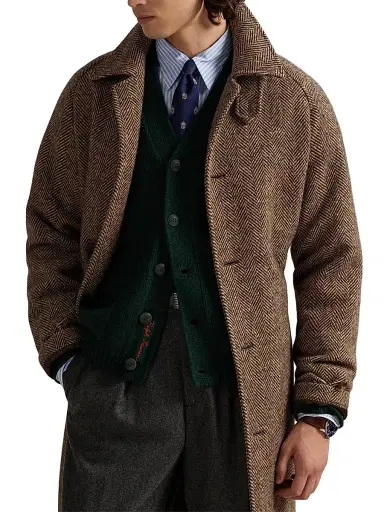 Polo Ralph Lauren Men's Donegal Tweed Balmacaan Coat - Brown Tan Multi | Thumbnail 5 Polo Ralph Lauren Men's Donegal Tweed Balmacaan Coat - Brown Tan Multi | Thumbnail 5