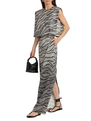 Heirlome Women's Ivanna Striped Silk Maxi Skirt - Black | Thumbnail 2 Heirlome Women's Ivanna Striped Silk Maxi Skirt - Black | Thumbnail 2