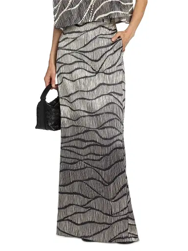 Heirlome Women's Ivanna Striped Silk Maxi Skirt - Black | Thumbnail 3 Heirlome Women's Ivanna Striped Silk Maxi Skirt - Black | Thumbnail 3