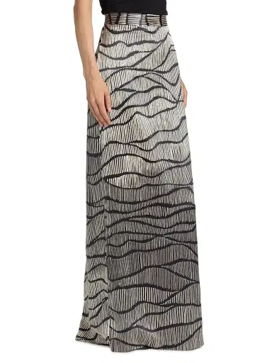 Heirlome Women's Ivanna Striped Silk Maxi Skirt - Black | Thumbnail 4 Heirlome Women's Ivanna Striped Silk Maxi Skirt - Black | Thumbnail 4