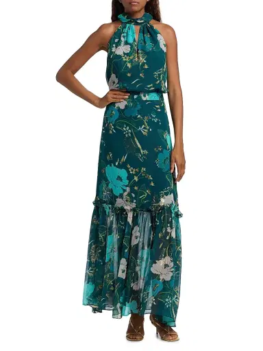 FIGUE Women's Yvette Floral Halter Top - Blooming Floral Peacock Blue - Size Large | Thumbnail 2 FIGUE Women's Yvette Floral Halter Top - Blooming Floral Peacock Blue - Size Large | Thumbnail 2