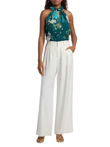 FIGUE Women's Yvette Floral Halter Top - Blooming Floral Peacock Blue - Size Large | Thumbnail 6 FIGUE Women's Yvette Floral Halter Top - Blooming Floral Peacock Blue - Size Large | Thumbnail 6