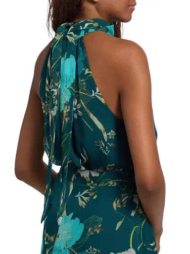 FIGUE Women's Yvette Floral Halter Top - Blooming Floral Peacock Blue - Size Large | Thumbnail 7 FIGUE Women's Yvette Floral Halter Top - Blooming Floral Peacock Blue - Size Large | Thumbnail 7