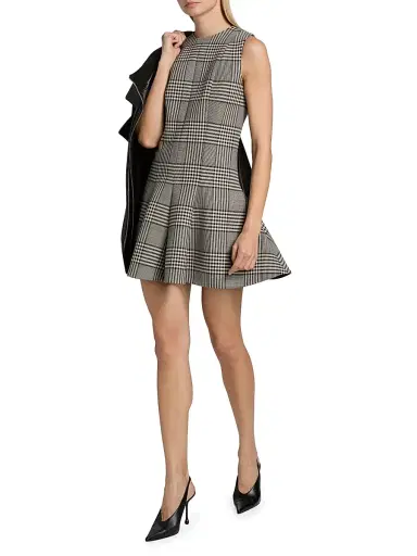 Brandon Maxwell Women's The Sophie Plaid Virgin Wool Minidress - Prince Of Wales Plaid | Thumbnail 2 Brandon Maxwell Women's The Sophie Plaid Virgin Wool Minidress - Prince Of Wales Plaid | Thumbnail 2