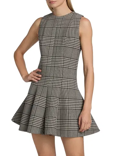 Brandon Maxwell Women's The Sophie Plaid Virgin Wool Minidress - Prince Of Wales Plaid | Thumbnail 3 Brandon Maxwell Women's The Sophie Plaid Virgin Wool Minidress - Prince Of Wales Plaid | Thumbnail 3