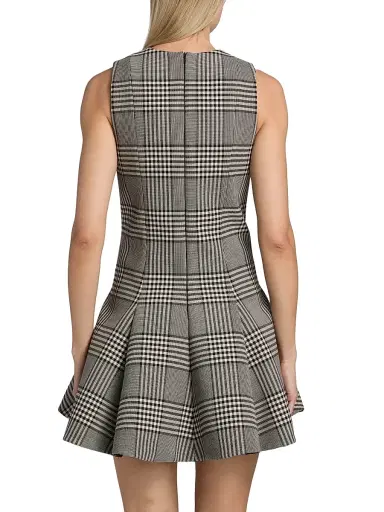 Brandon Maxwell Women's The Sophie Plaid Virgin Wool Minidress - Prince Of Wales Plaid | Thumbnail 5 Brandon Maxwell Women's The Sophie Plaid Virgin Wool Minidress - Prince Of Wales Plaid | Thumbnail 5