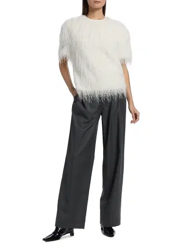 Loulou de Saison Women's Cove Pleated-Front Wide Leg Pants - Anthracite Melange | Thumbnail 2 Loulou de Saison Women's Cove Pleated-Front Wide Leg Pants - Anthracite Melange | Thumbnail 2