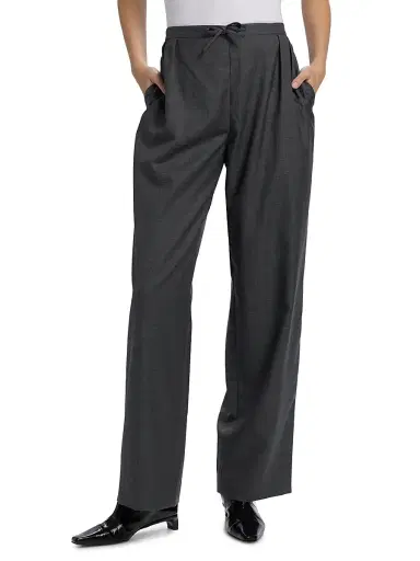 Loulou de Saison Women's Cove Pleated-Front Wide Leg Pants - Anthracite Melange | Thumbnail 3 Loulou de Saison Women's Cove Pleated-Front Wide Leg Pants - Anthracite Melange | Thumbnail 3