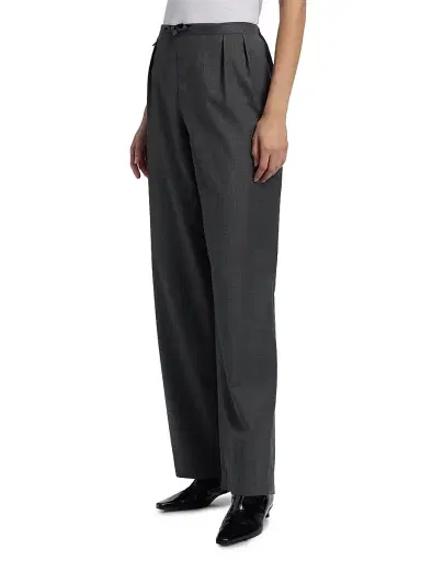 Loulou de Saison Women's Cove Pleated-Front Wide Leg Pants - Anthracite Melange | Thumbnail 4 Loulou de Saison Women's Cove Pleated-Front Wide Leg Pants - Anthracite Melange | Thumbnail 4