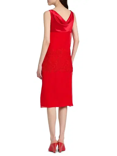 Ferragamo Women's Cowlneck Silk Lace Midi-Dress | Thumbnail 5 Ferragamo Women's Cowlneck Silk Lace Midi-Dress | Thumbnail 5
