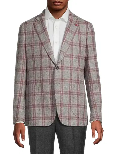 Isaia Men's Windowpane Wool-Cashmere Jacket - Medium Grey - Size 48 | Thumbnail 3 Isaia Men's Windowpane Wool-Cashmere Jacket - Medium Grey - Size 48 | Thumbnail 3