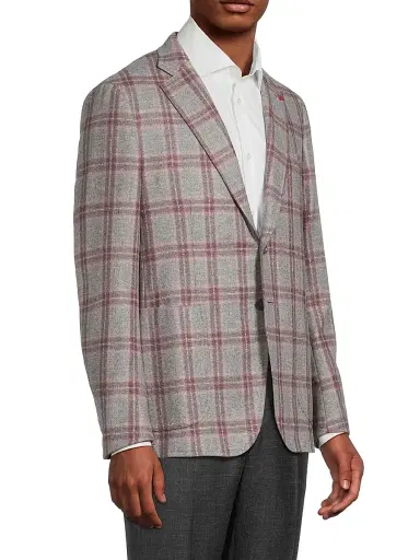 Isaia Men's Windowpane Wool-Cashmere Jacket - Medium Grey - Size 48 | Thumbnail 4 Isaia Men's Windowpane Wool-Cashmere Jacket - Medium Grey - Size 48 | Thumbnail 4