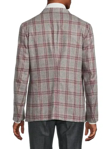 Isaia Men's Windowpane Wool-Cashmere Jacket - Medium Grey - Size 48 | Thumbnail 5 Isaia Men's Windowpane Wool-Cashmere Jacket - Medium Grey - Size 48 | Thumbnail 5