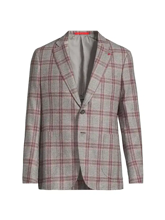 Men's Windowpane Wool-Cashmere Jacket - Medium Grey Men's Windowpane Wool-Cashmere Jacket - Medium Grey
