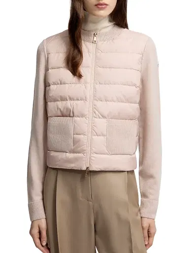 Moncler Women's Down Filled Cardigan in Wool - Beige | Thumbnail 2 Moncler Women's Down Filled Cardigan in Wool - Beige | Thumbnail 2