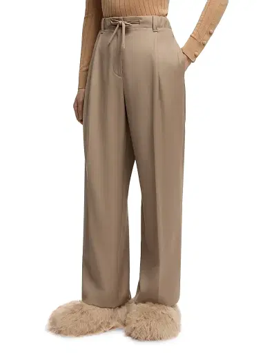 Moncler Women's Pants in Wool Gabardine - Beige | Thumbnail 2 Moncler Women's Pants in Wool Gabardine - Beige | Thumbnail 2
