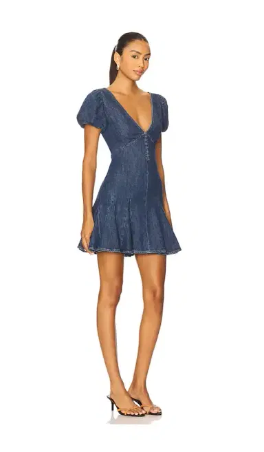 Alice + Olivia Alice + Olivia Fara Puff Sleeve Denim Mini Dress | Thumbnail 2 Alice + Olivia Alice + Olivia Fara Puff Sleeve Denim Mini Dress | Thumbnail 2