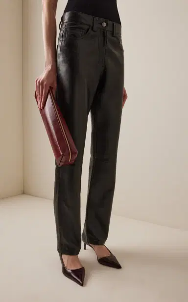 Khaite Callum Leather Straight-Leg Pants | Thumbnail 4 Khaite Callum Leather Straight-Leg Pants | Thumbnail 4