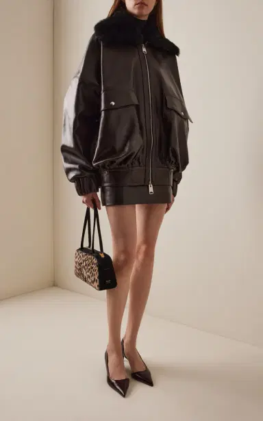 Khaite Jett Mid-Rise Plonge-Leather Mini Skirt | Thumbnail 2 Khaite Jett Mid-Rise Plonge-Leather Mini Skirt | Thumbnail 2