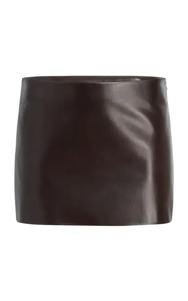 Khaite Jett Mid-Rise Plonge-Leather Mini Skirt | Thumbnail 1 Khaite Jett Mid-Rise Plonge-Leather Mini Skirt | Thumbnail 1