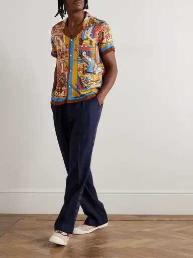 BODE Manhattan Island Camp-Collar Printed Silk-Satin Shirt - Men | Thumbnail 2 BODE Manhattan Island Camp-Collar Printed Silk-Satin Shirt - Men | Thumbnail 2