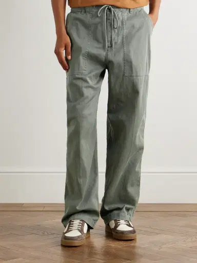 James Perse Flight Straight-Leg Slub Cotton-Blend Twill Drawstring Trousers - Men | Thumbnail 3 James Perse Flight Straight-Leg Slub Cotton-Blend Twill Drawstring Trousers - Men | Thumbnail 3