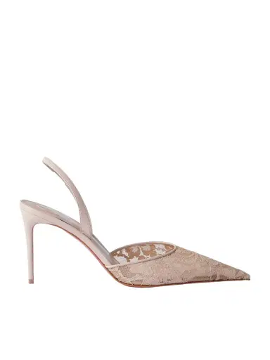 Christian Louboutin Kate Max 85 Leather-trimmed Lace Slingback Pumps | Thumbnail 1 Christian Louboutin Kate Max 85 Leather-trimmed Lace Slingback Pumps | Thumbnail 1