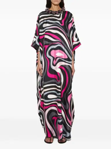 PUCCI Embellished Marmo-Print Silk Caftan | Thumbnail 2 PUCCI Embellished Marmo-Print Silk Caftan | Thumbnail 2