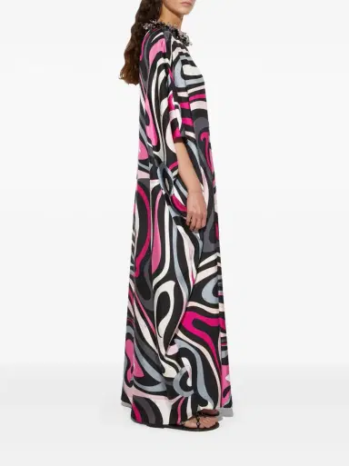 PUCCI Embellished Marmo-Print Silk Caftan | Thumbnail 3 PUCCI Embellished Marmo-Print Silk Caftan | Thumbnail 3
