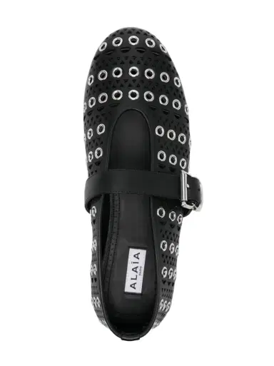Alaïa Eyelet and Vienne Leather Ballet Flats | Thumbnail 4 Alaïa Eyelet and Vienne Leather Ballet Flats | Thumbnail 4
