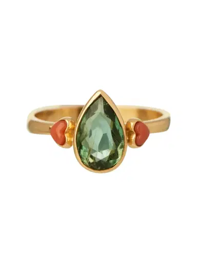 Dany Chady Green Tourmaline and Red Agate Heart Ring | Thumbnail 1 Dany Chady Green Tourmaline and Red Agate Heart Ring | Thumbnail 1