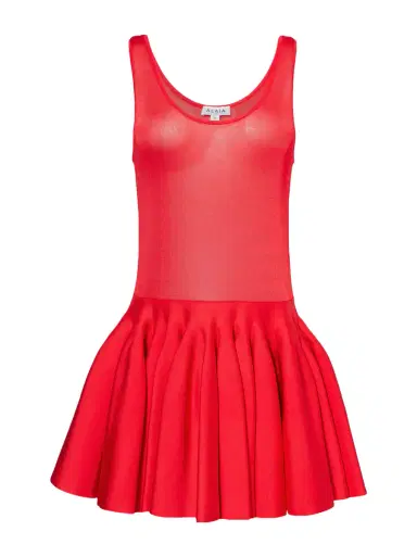 Alaïa Knit Godet Mini Dress | Thumbnail 1 Alaïa Knit Godet Mini Dress | Thumbnail 1