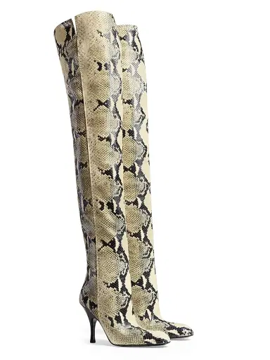 Khaite Women's Colt 100MM Snake-Embossed Over-the-Knee Boots - Natural | Thumbnail 2 Khaite Women's Colt 100MM Snake-Embossed Over-the-Knee Boots - Natural | Thumbnail 2