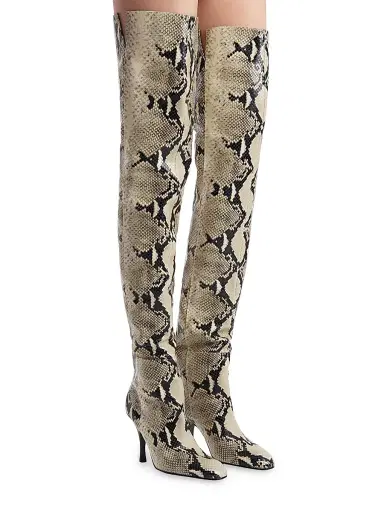 Khaite Women's Colt 100MM Snake-Embossed Over-the-Knee Boots - Natural | Thumbnail 5 Khaite Women's Colt 100MM Snake-Embossed Over-the-Knee Boots - Natural | Thumbnail 5