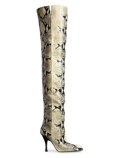 Khaite Women's Colt 100MM Snake-Embossed Over-the-Knee Boots - Natural | Thumbnail 1 Khaite Women's Colt 100MM Snake-Embossed Over-the-Knee Boots - Natural | Thumbnail 1