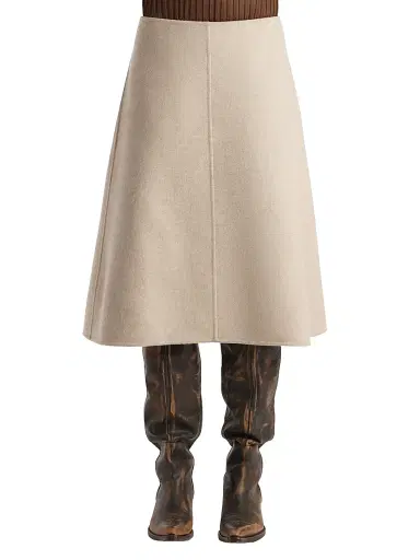 Khaite Women's Nania Cashmere A-Line Midi-Skirt - Oatmeal | Thumbnail 2 Khaite Women's Nania Cashmere A-Line Midi-Skirt - Oatmeal | Thumbnail 2