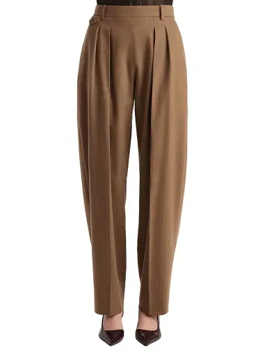 Khaite Women's Dugan Pleated Wool Pants - Toffee | Thumbnail 3 Khaite Women's Dugan Pleated Wool Pants - Toffee | Thumbnail 3