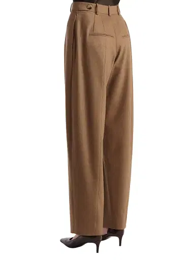 Khaite Women's Dugan Pleated Wool Pants - Toffee | Thumbnail 4 Khaite Women's Dugan Pleated Wool Pants - Toffee | Thumbnail 4