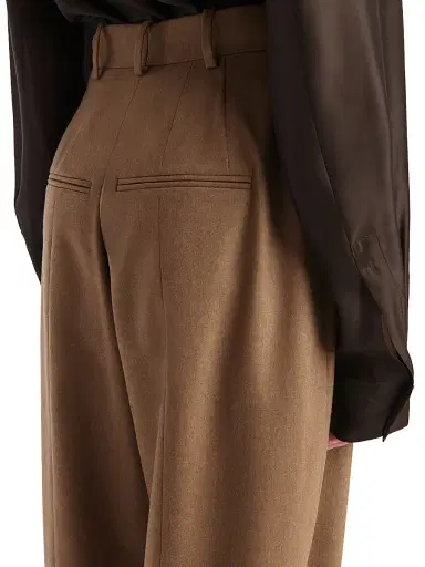 Khaite Women's Dugan Pleated Wool Pants - Toffee | Thumbnail 6 Khaite Women's Dugan Pleated Wool Pants - Toffee | Thumbnail 6