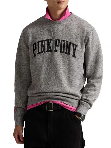 Polo Ralph Lauren Men's Pink Pony Vintage-Fit Fleece Crewneck Sweatshirt - Dark Grey Heather | Thumbnail 3 Polo Ralph Lauren Men's Pink Pony Vintage-Fit Fleece Crewneck Sweatshirt - Dark Grey Heather | Thumbnail 3