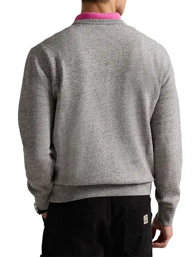 Polo Ralph Lauren Men's Pink Pony Vintage-Fit Fleece Crewneck Sweatshirt - Dark Grey Heather | Thumbnail 4 Polo Ralph Lauren Men's Pink Pony Vintage-Fit Fleece Crewneck Sweatshirt - Dark Grey Heather | Thumbnail 4