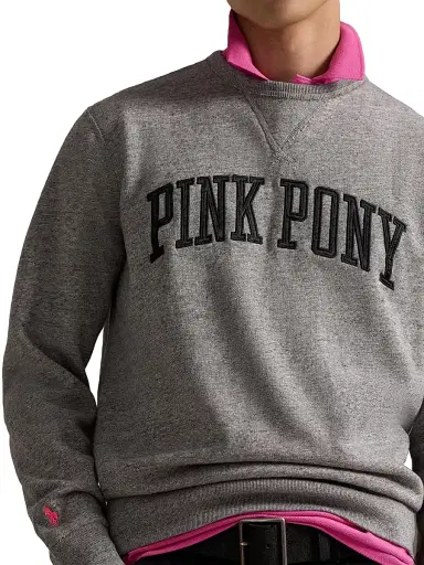 Polo Ralph Lauren Men's Pink Pony Vintage-Fit Fleece Crewneck Sweatshirt - Dark Grey Heather | Thumbnail 5 Polo Ralph Lauren Men's Pink Pony Vintage-Fit Fleece Crewneck Sweatshirt - Dark Grey Heather | Thumbnail 5