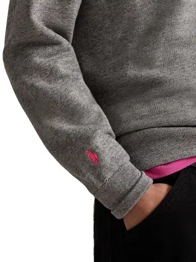 Polo Ralph Lauren Men's Pink Pony Vintage-Fit Fleece Crewneck Sweatshirt - Dark Grey Heather | Thumbnail 6 Polo Ralph Lauren Men's Pink Pony Vintage-Fit Fleece Crewneck Sweatshirt - Dark Grey Heather | Thumbnail 6