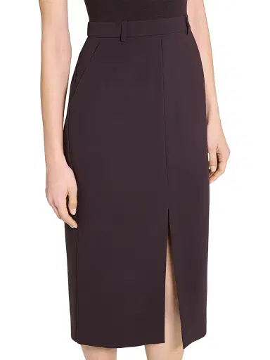 Theory Women's Funnel-Neck Crepe Belted Dress - Dark Cacao | Thumbnail 5 Theory Women's Funnel-Neck Crepe Belted Dress - Dark Cacao | Thumbnail 5