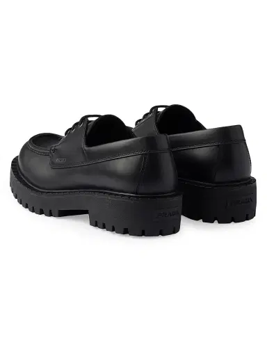 Prada Men's Laced Leather Loafers - Black | Thumbnail 3 Prada Men's Laced Leather Loafers - Black | Thumbnail 3