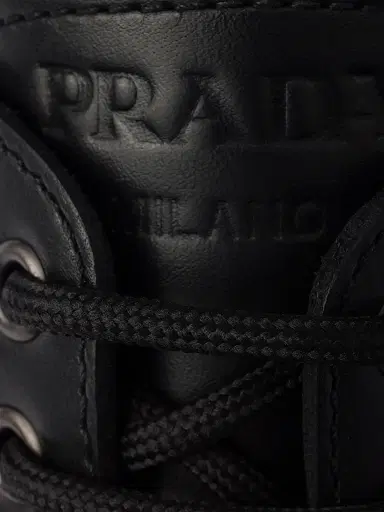 Prada Men's Laced Leather Loafers - Black | Thumbnail 4 Prada Men's Laced Leather Loafers - Black | Thumbnail 4