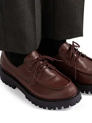 Prada Men's Laced Leather Loafers - Black | Thumbnail 10 Prada Men's Laced Leather Loafers - Black | Thumbnail 10
