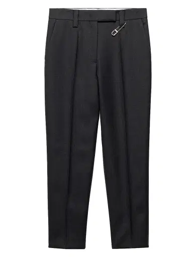 Prada Women's Wool Gabardine Pants with Pin - Grey | Thumbnail 1 Prada Women's Wool Gabardine Pants with Pin - Grey | Thumbnail 1