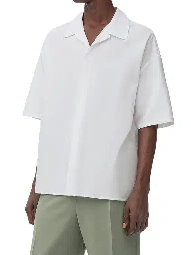LOEWE Men's Anagram Cotton Camp Shirt - White | Thumbnail 3 LOEWE Men's Anagram Cotton Camp Shirt - White | Thumbnail 3